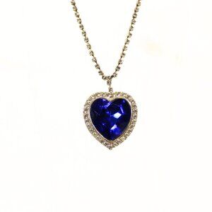Vintage 90s Titanic “Hope Diamond” Necklace 18" Rhinestone Heart